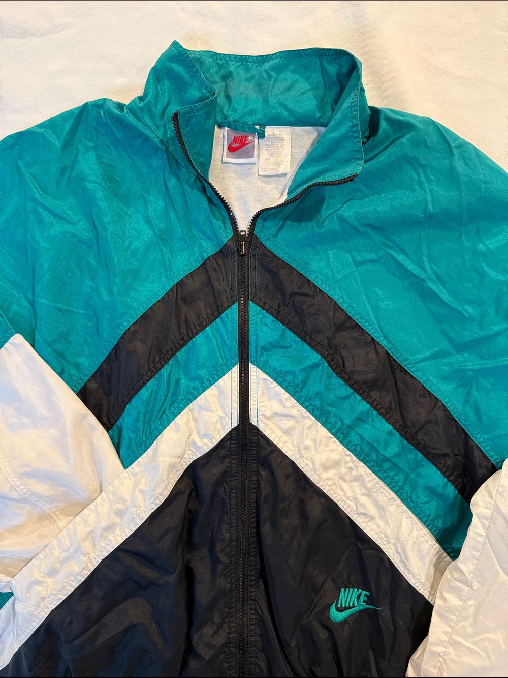 Nike Vintage 90s Colorblock Windbreaker Jacket Teal Black White M